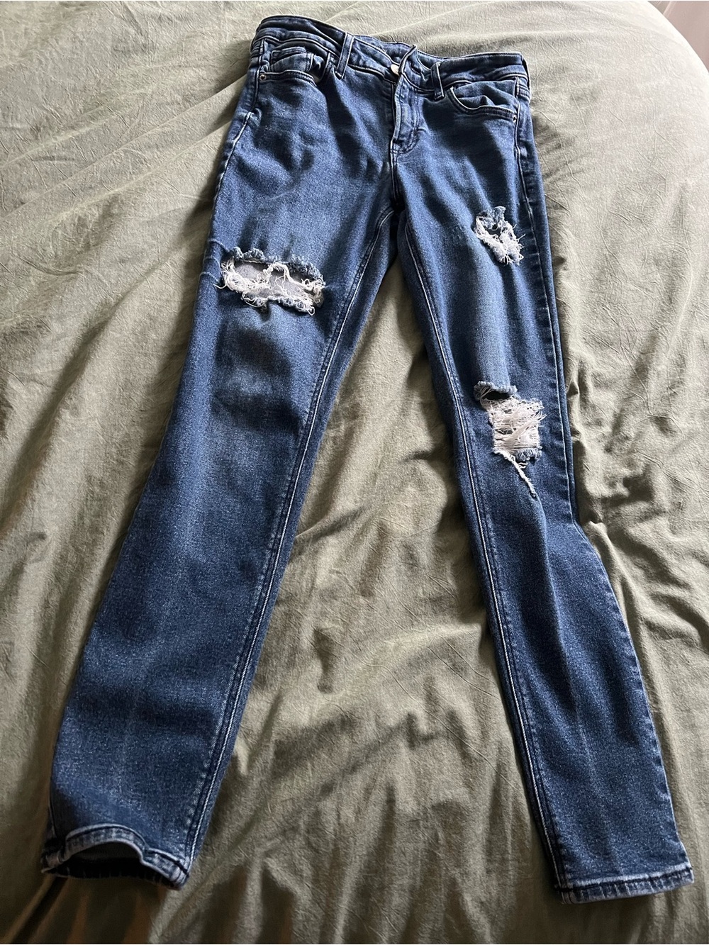 Old Navy Dark Blue Distressed Skinny Jeans